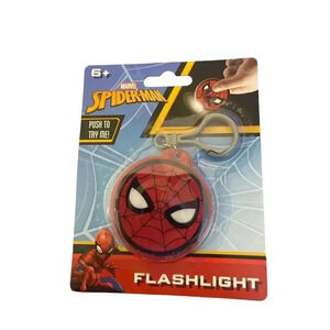 NEW MARVEL SPIDER-MAN Spiderman LED FLASHLIGHT KEYCHAIN BACKPACK CLIP